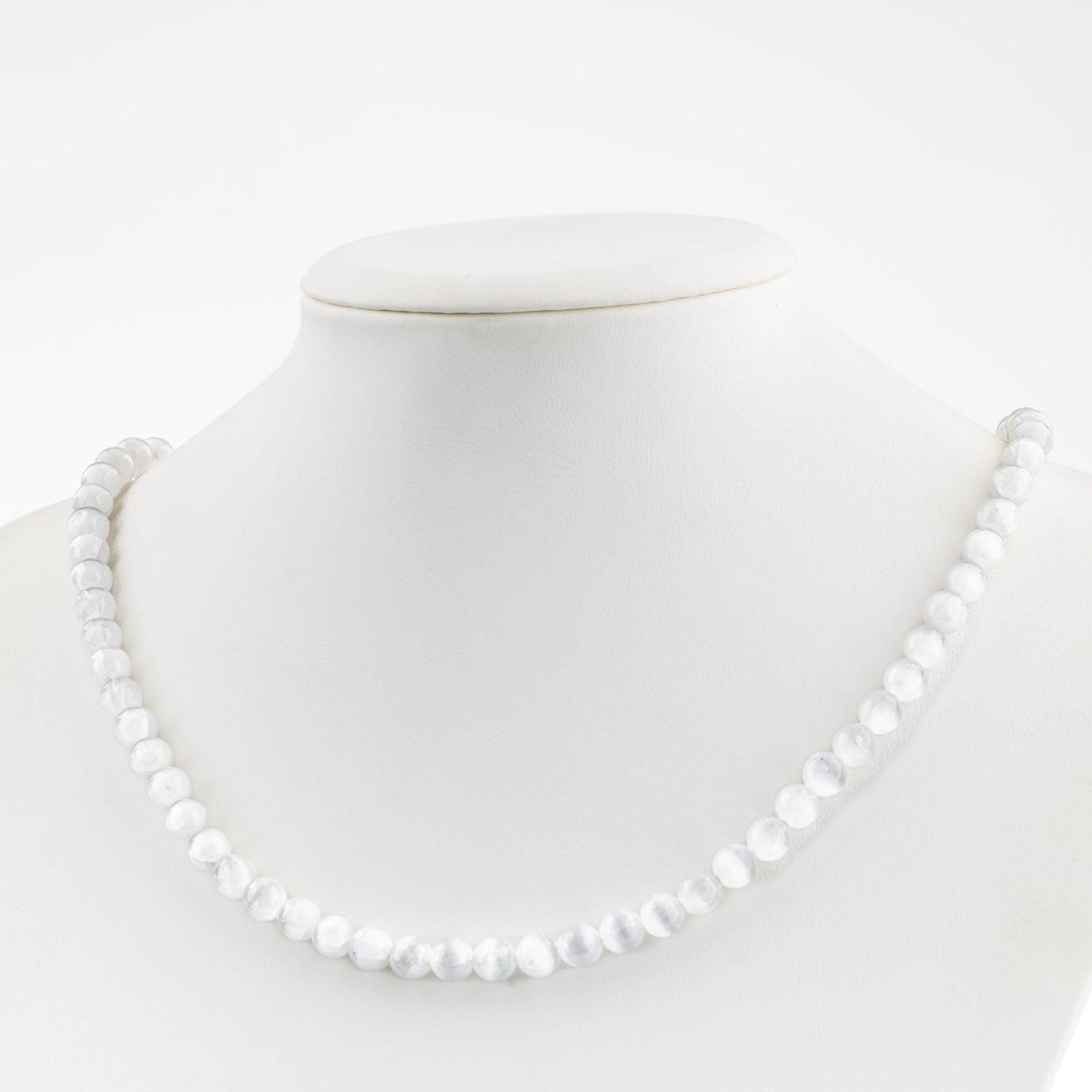 Selenit 6 mm Dizi Doğal Taş Kolye