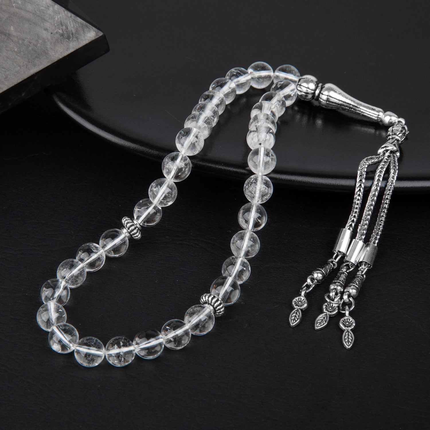 Kristal Kuvars Doğal Taş Tesbih 33lük - 8mm