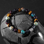 Kaplan Gözü-Bordo Granat Lal-Krizokol Doğal Taş Erkek Bileklik