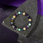 Yay Burcu Bileklik Ametist, Dumortierit, İspanyol Varisit, Kalsit, Labradorit