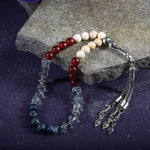 Oğlak Burcu Tesbih Dumortierit, Jasper, Kırmızı Akik, Kristal Kuvars