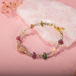 Labradorit-Renkli Turmalin-Güneş Taşı-Pembe Opal Doğal Taş Bileklik