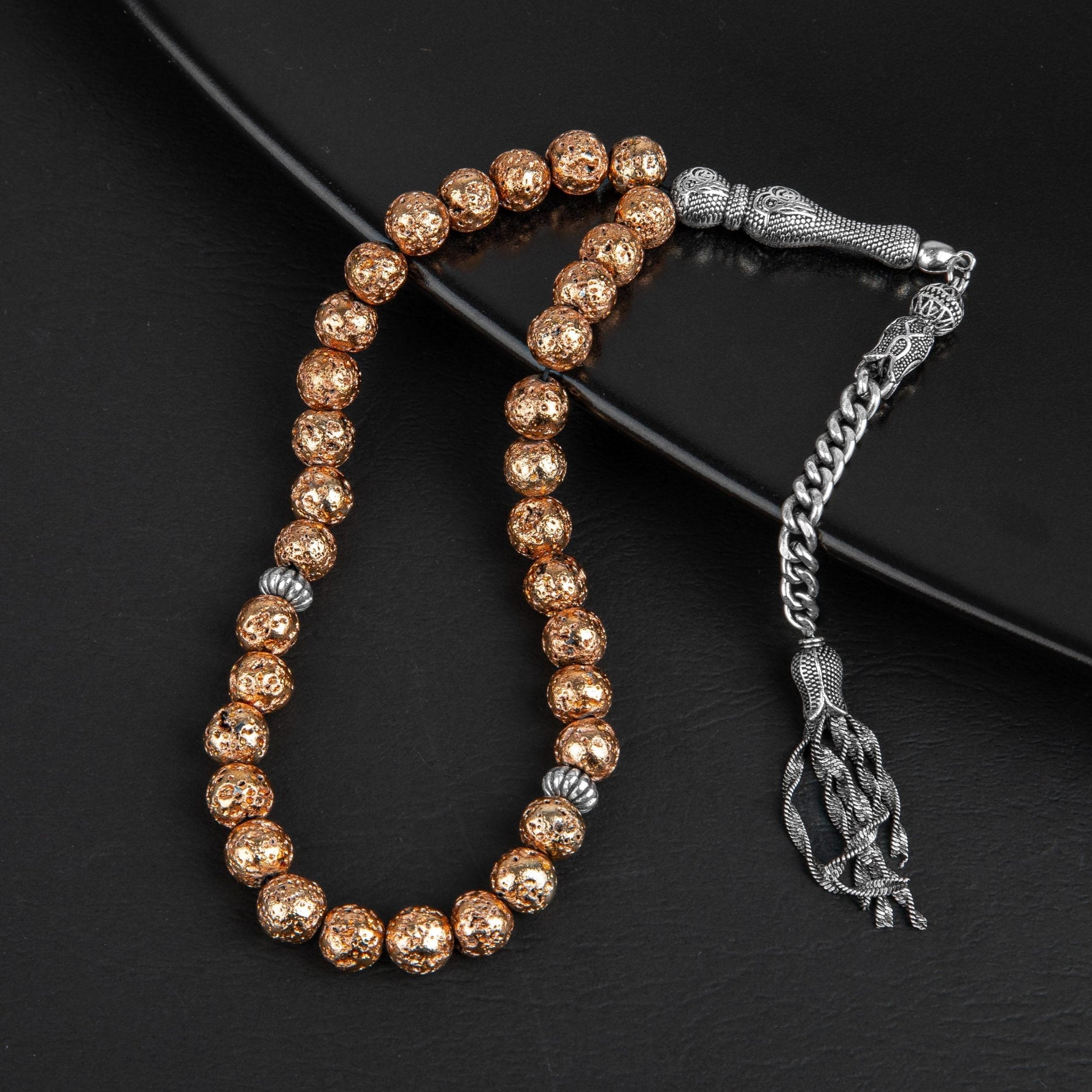 Sarı Lav Taşı Doğal Taş Tesbih 33lük - 8mm