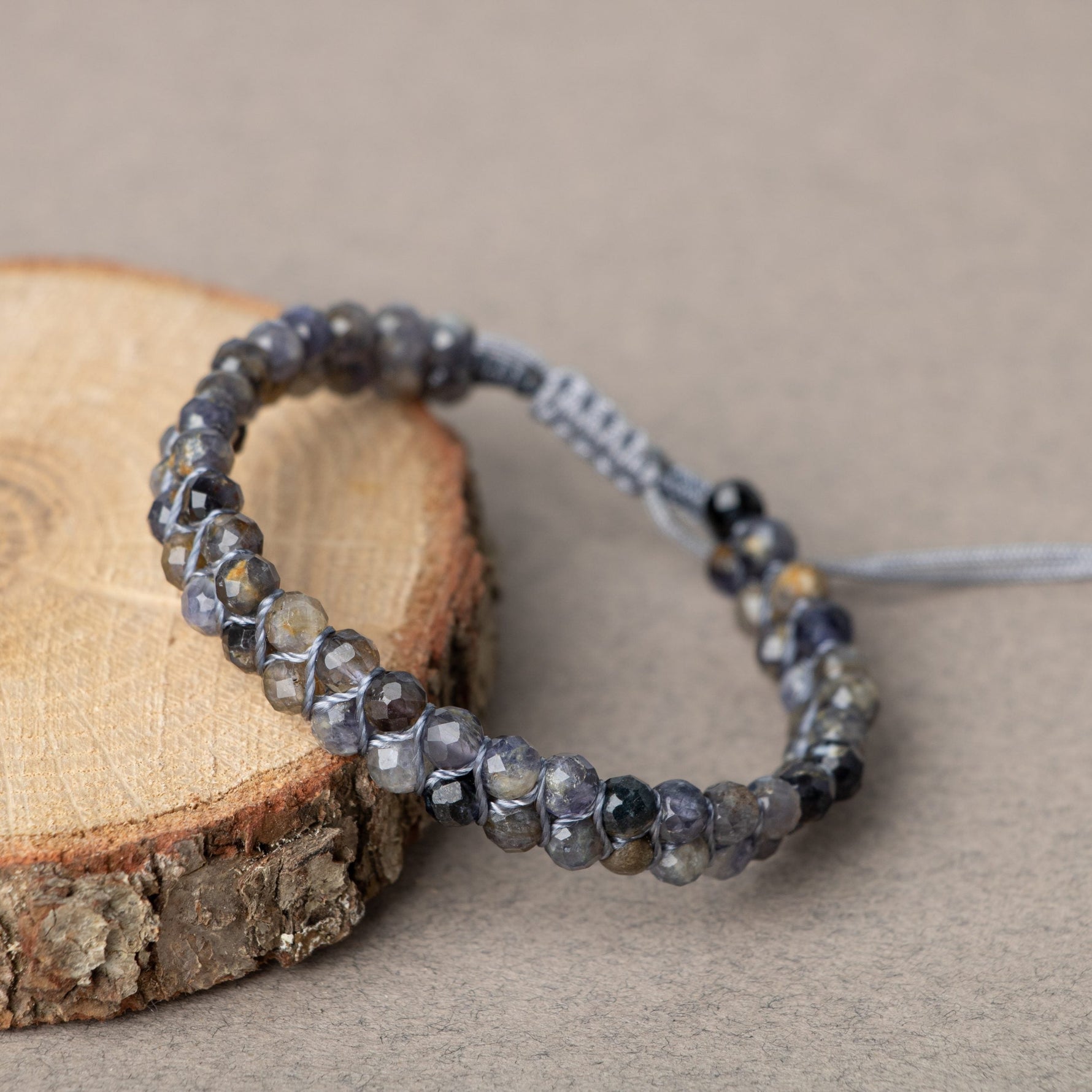 İyolit 3-4mm Çift Sıra Doğal Taş Bileklik