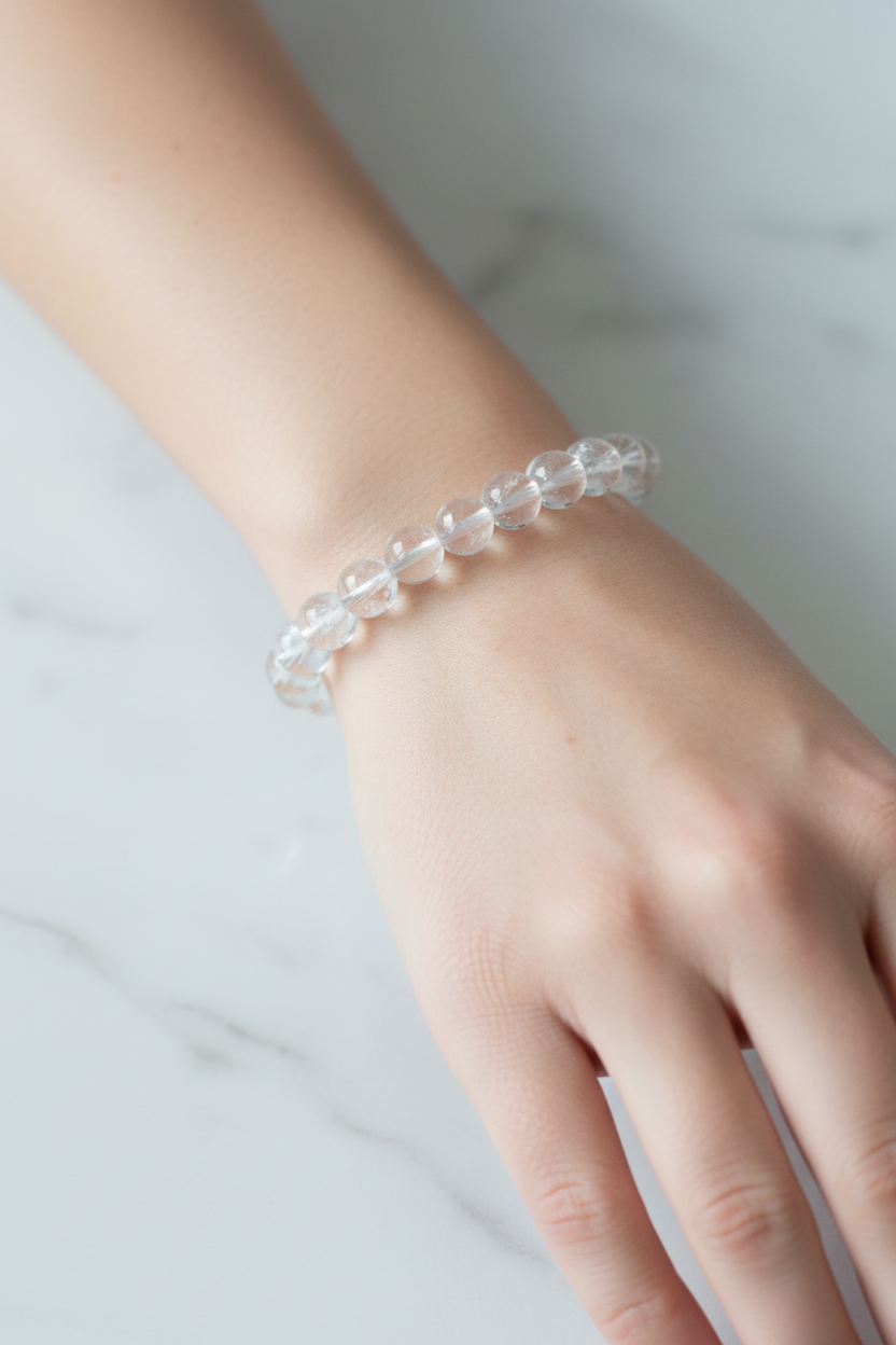Kristal Kuvars 8mm Doğal Taş Bileklik