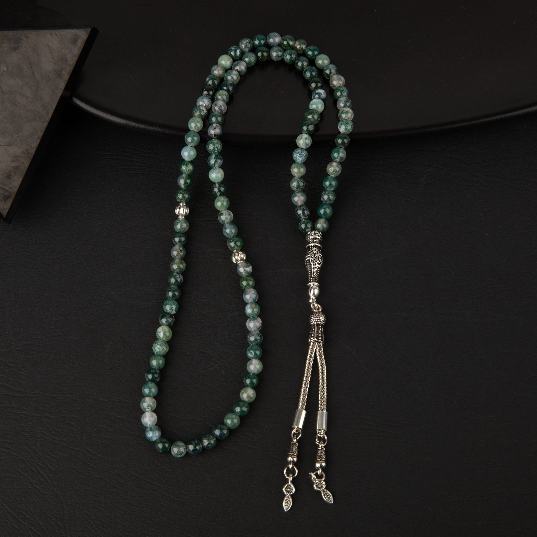 Yosunlu Akik Doğal Taş Tesbih 99luk - 6mm