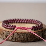 Bordo Granat Lal 4mm Çift Sıra Doğal Taş Bileklik