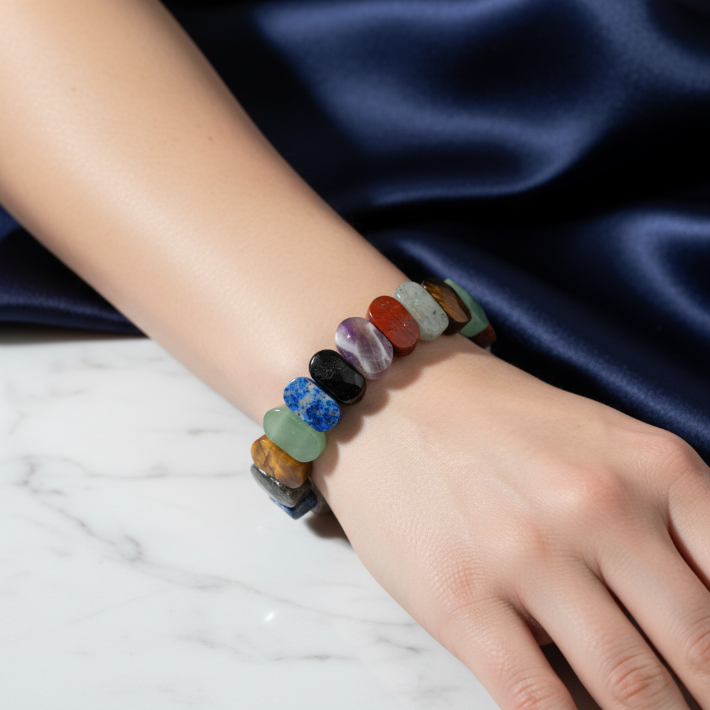 Aslan Burcu Doğal Taş Bileklik – Ametist, Obsidyen, Jasper, Kaplan Gözü, Labradorit, Lapis Lazuli & Aventurin