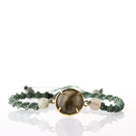 Labradorit-Prehnit Doğal Taş Makrome Örgü Bileklik