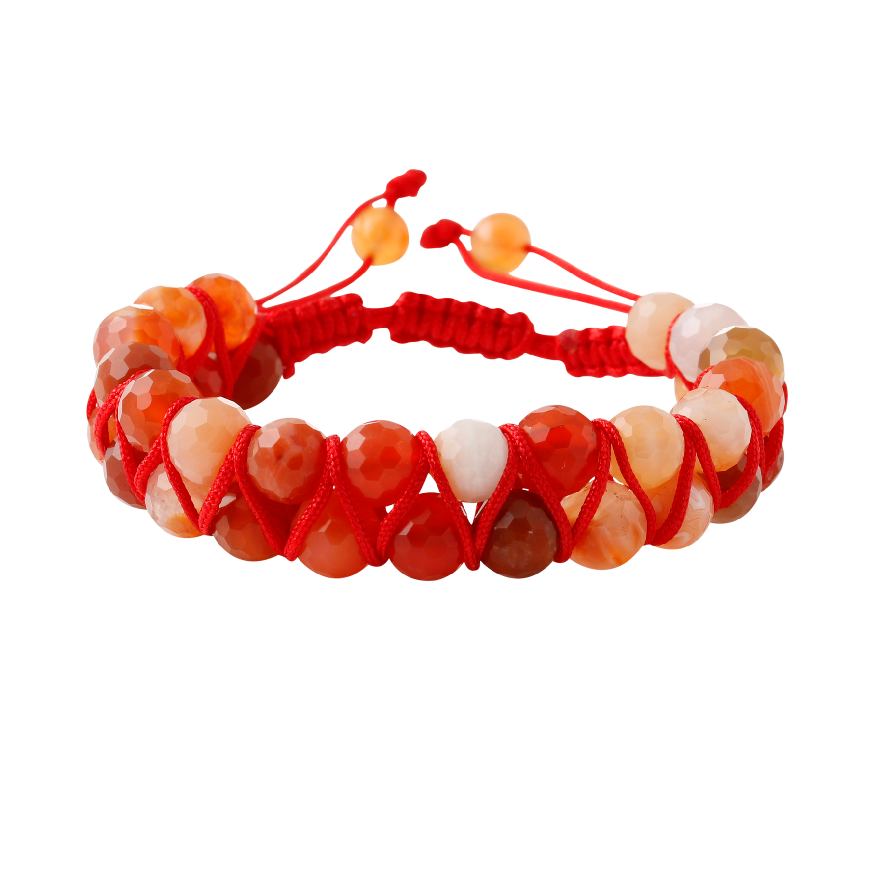 Karnelyan Akik 8mm Çift Sıra Makrome Doğal Taş Bileklik