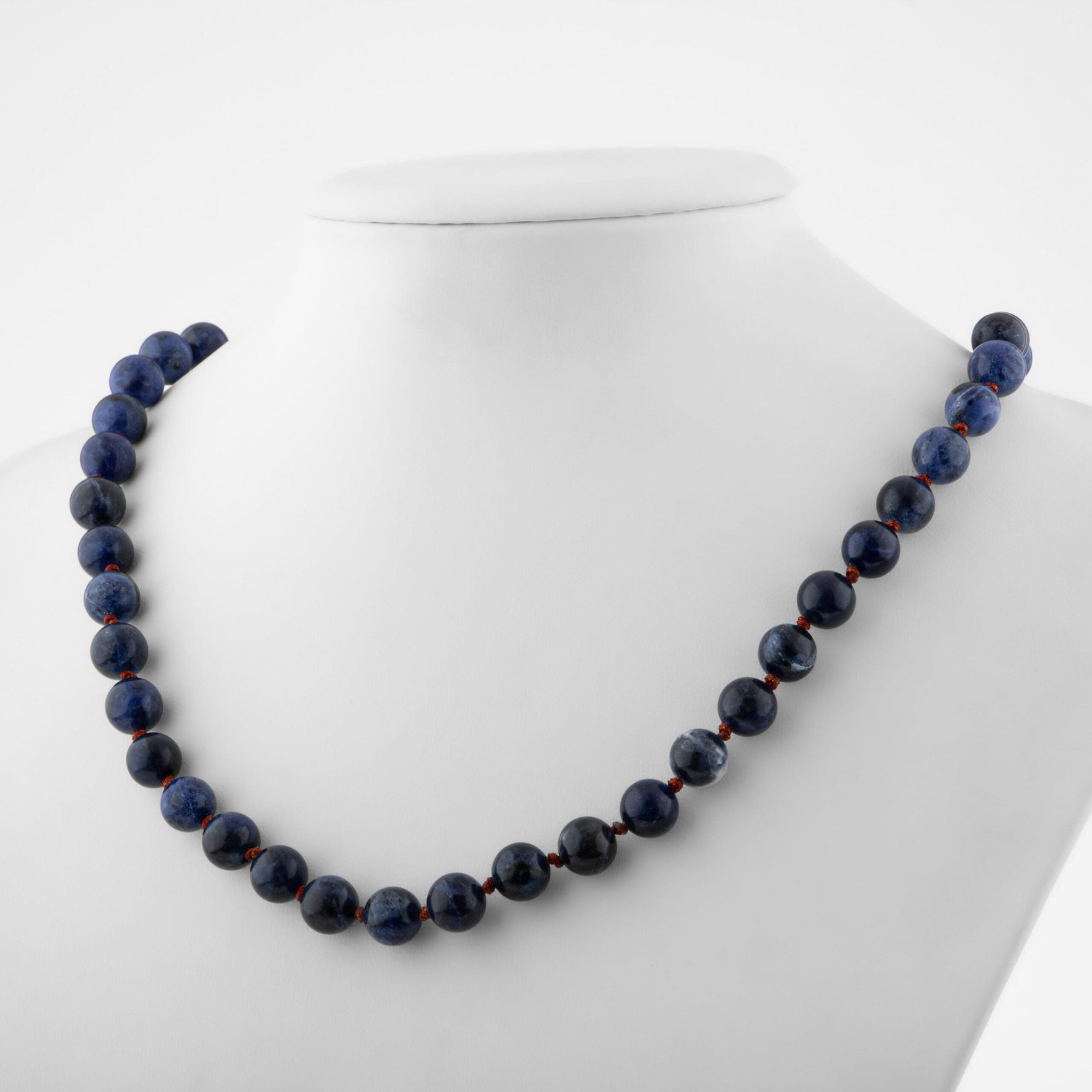 Dumortierit 8 mm Düğümlü Doğal Taş Kolye