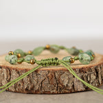 Yeşil Kiyanit Natürel Kesim Doğal Taş Makrome Bileklik