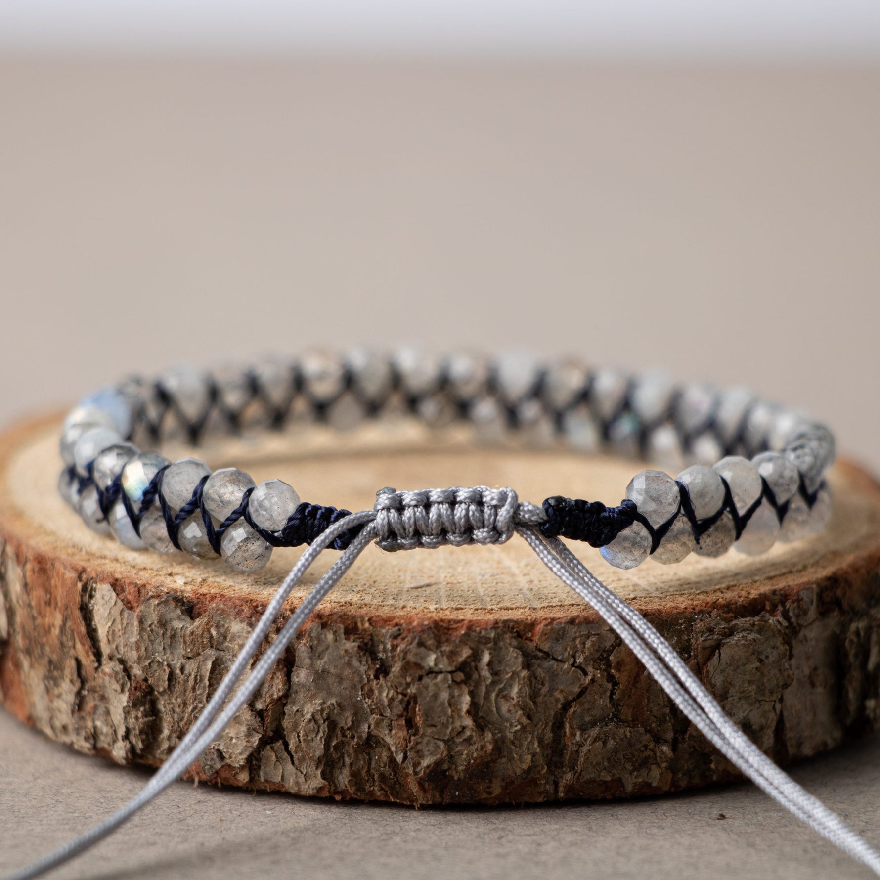 Labradorit 3-4mm Çift Sıra Doğal Taş Bileklik