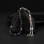 Siyah Göz Akik Doğal Taş Tesbih 33lük - 6mm