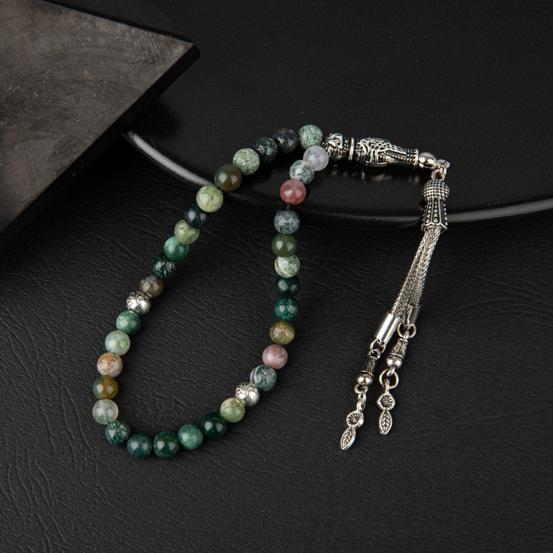 Hint Akiği Doğal Taş Tesbih 33lük - 6mm