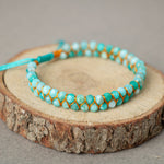 Amazonit 3-4mm Çift Sıra Doğal Taş Bileklik