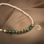 Mozaik Turkuaz Firuza Taşlı-İnci Doğal Taş Gümüş Tasarım Kolye