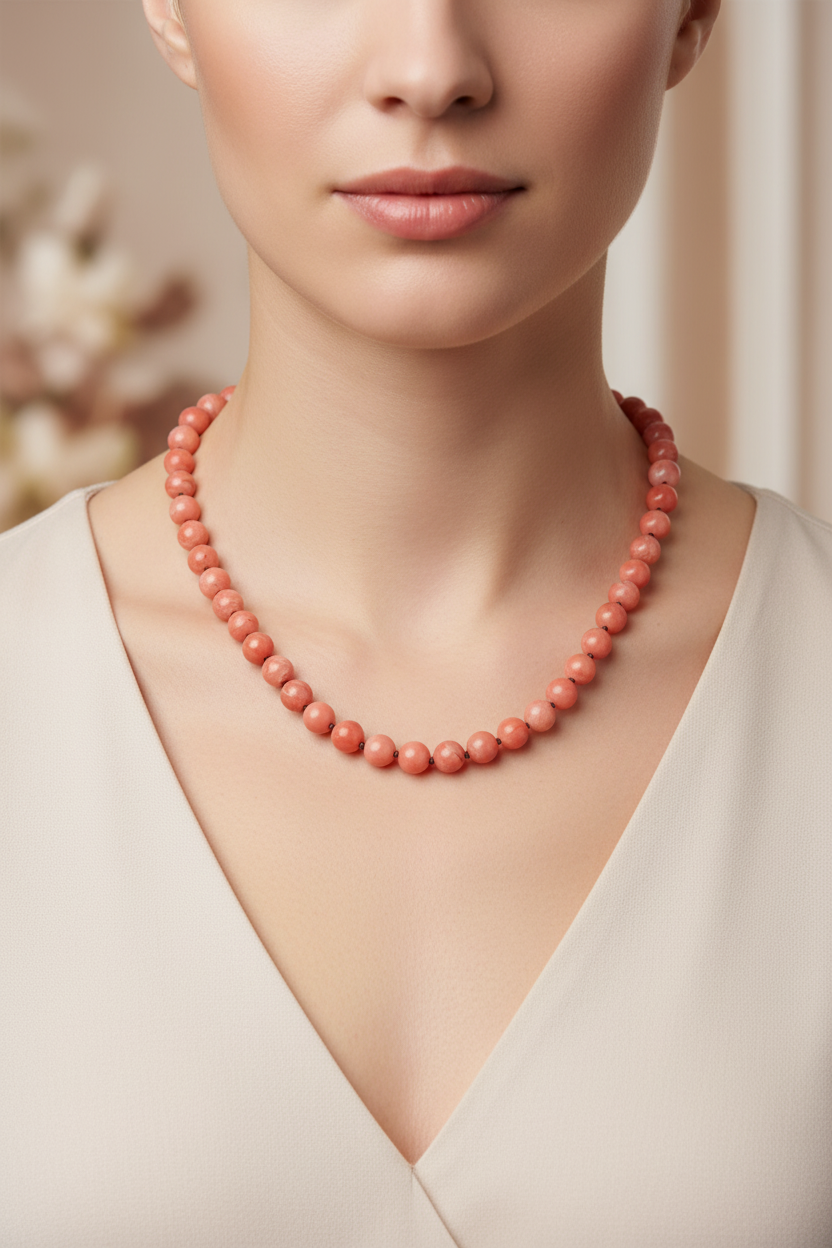 Yemen Akiği 8 mm Düğümlü Doğal Taş Kolye – Unisex El İşçiliği