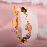 Koç Burcu Bileklik Ametist, Bordo Granat Lal, Güneş Taşı, Jasper, Pembe Kuvars, Sitrin, Yeşil Aventurin