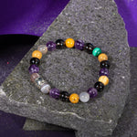 Oğlak Burcu Bileklik Dumanlı Kuvars, Kaplan Gözü, Kırmızı Akik, Pembe Kuvars, Selenit