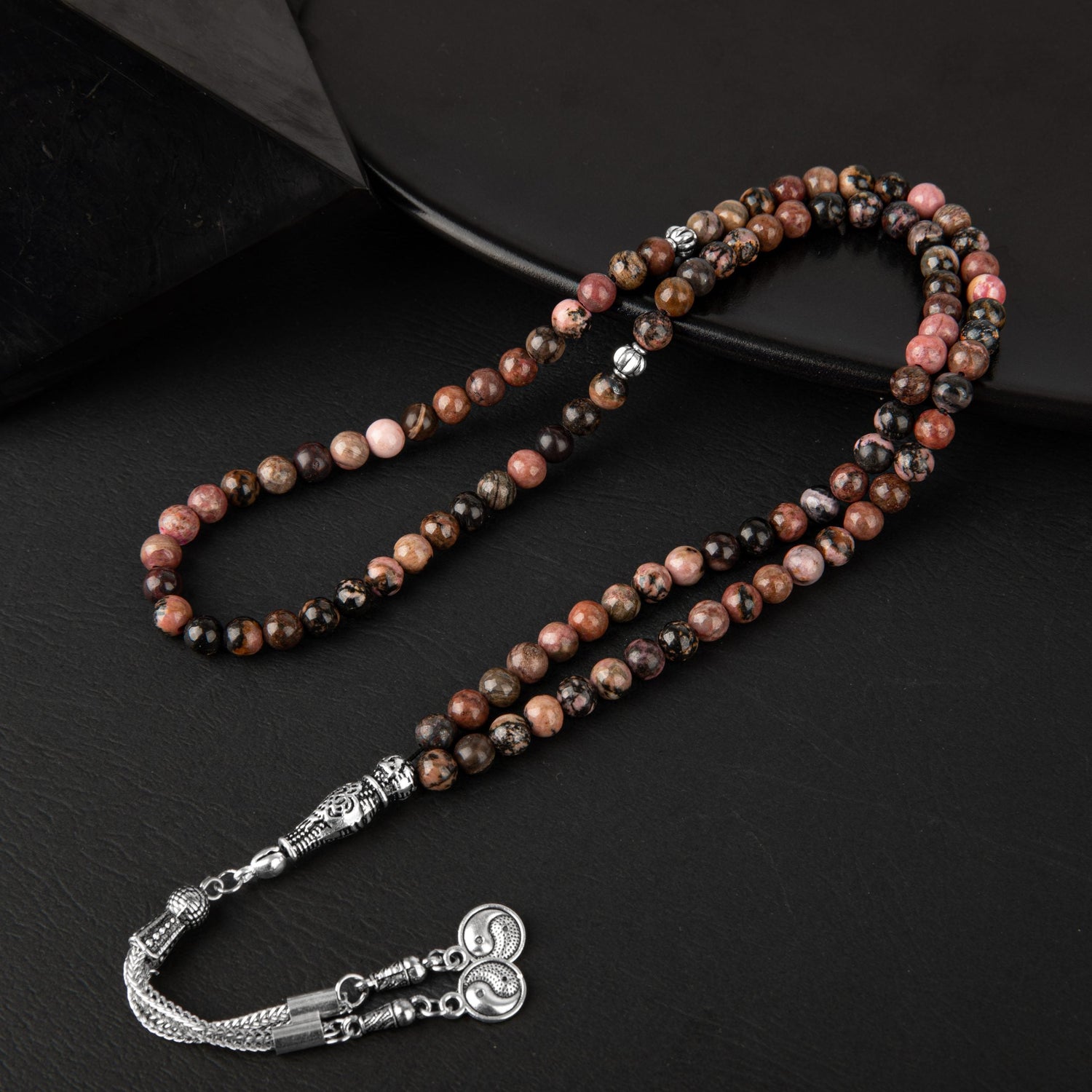 Rodonit Doğal Taş Tesbih 99luk - 6mm