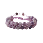 Lepidolit 8mm Çift Sıra Makrome Doğal Taş Bileklik
