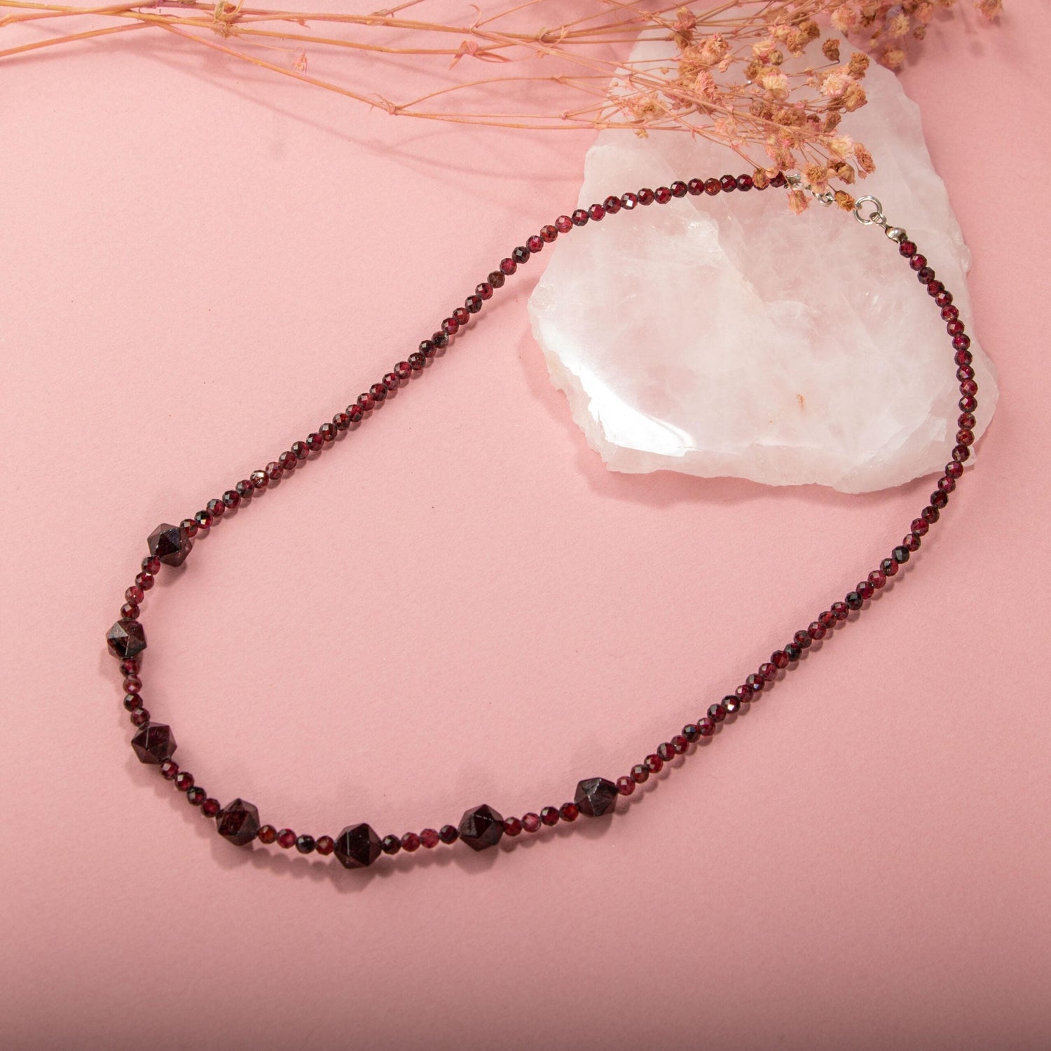 Lal Doğal Taş Gümüş Kolye