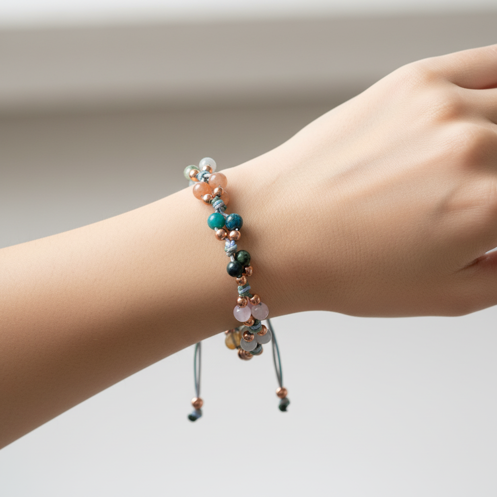 İkizler Burcu Doğal Taş Makrome Bileklik