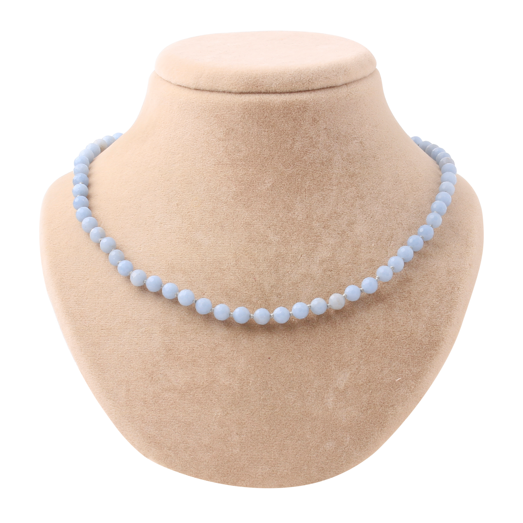 Anjelit 6 mm Düğümlü Doğal Taş Kolye