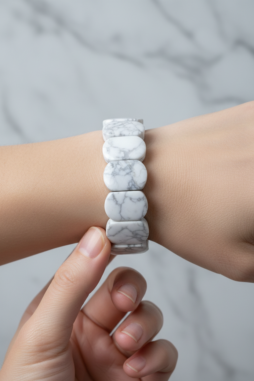 Havlit Geniş Kesim Doğal Taş Bileklik – Unisex Şık Tasarım (9 x 14 mm Özel Kesim)