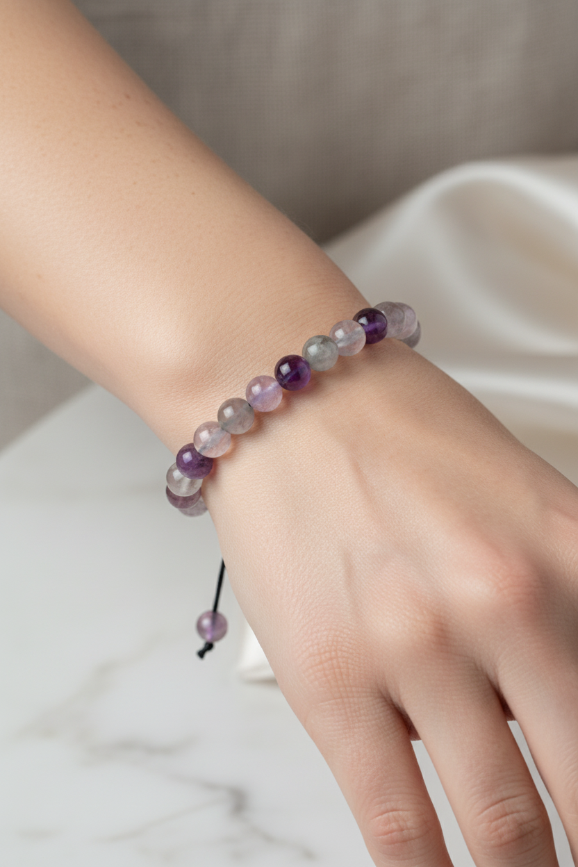 Mor Florit 8mm Doğal Taş Bileklik