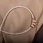 İnci-Pembe Opal Doğal Taş Gümüş Kolye