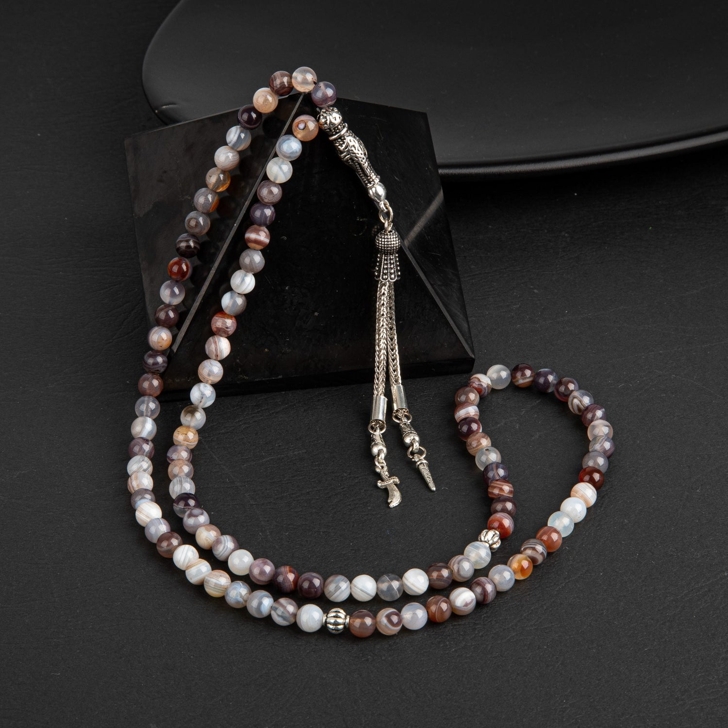 Botswana Akiği Doğal Taş Tesbih 99luk - 6mm