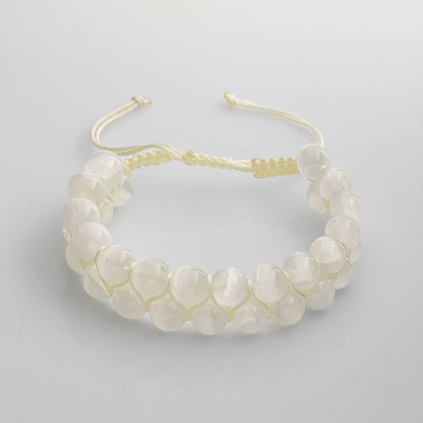 Selenit 8mm Çift Sıra Makrome Doğal Taş Bileklik