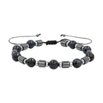 Dumortierit-Hematit Doğal Taş Erkek Makrome Bileklik