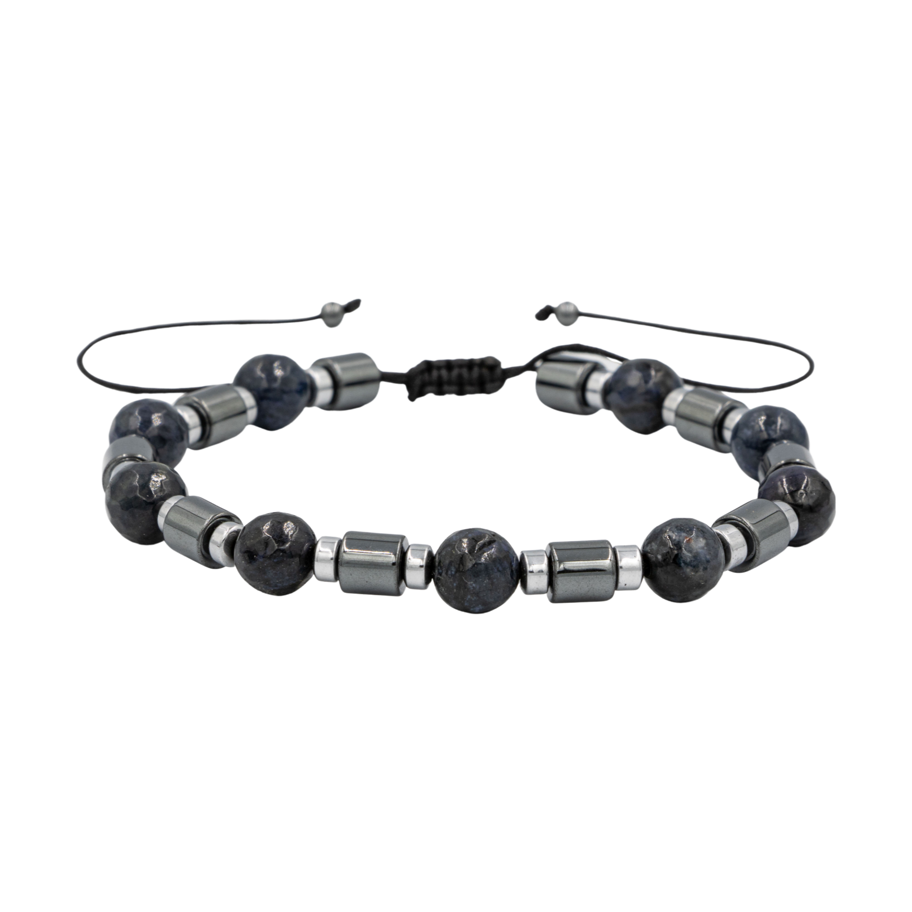 Dumortierit-Hematit Doğal Taş Erkek Makrome Bileklik