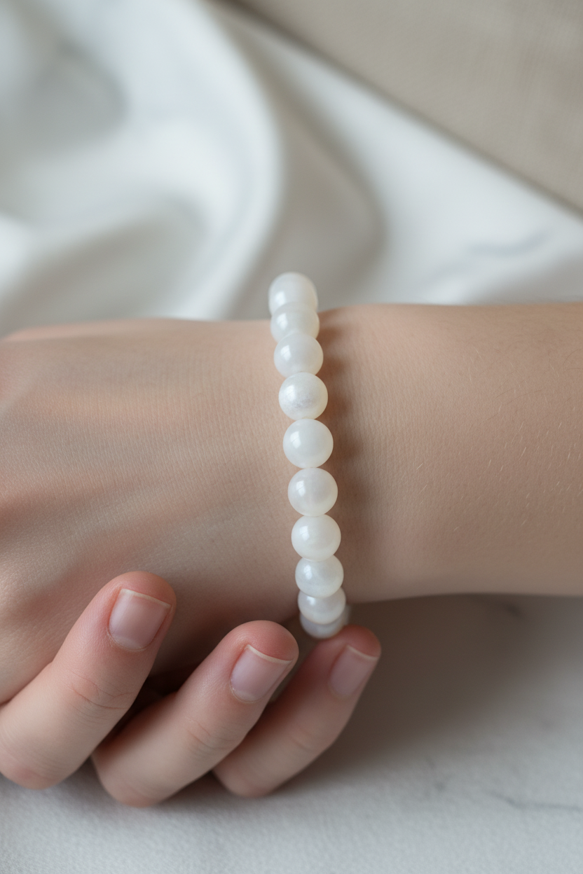 Selenit 8mm Doğal Taş Bileklik