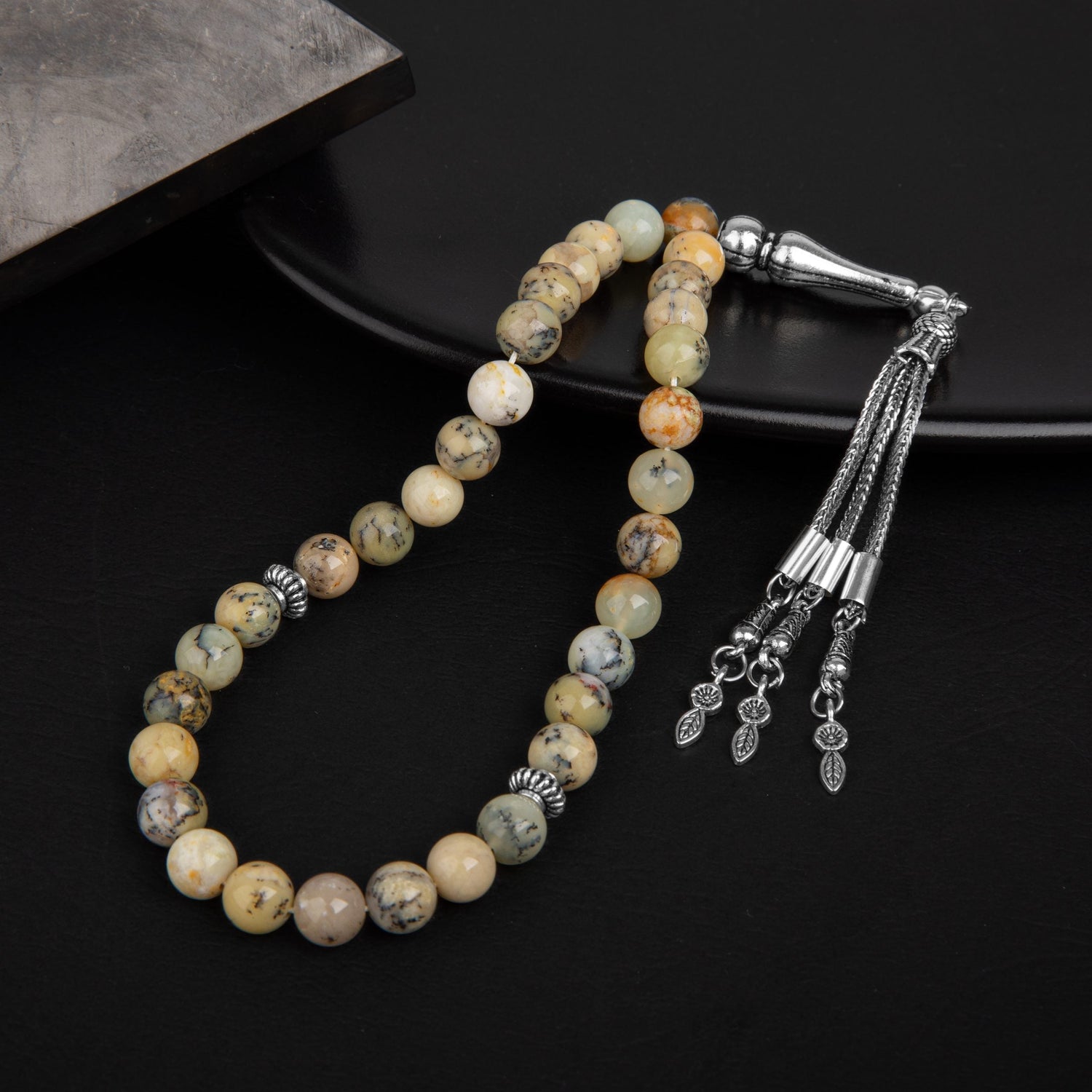 Opal Sarı Doğal Taş Tesbih 33lük - 8mm