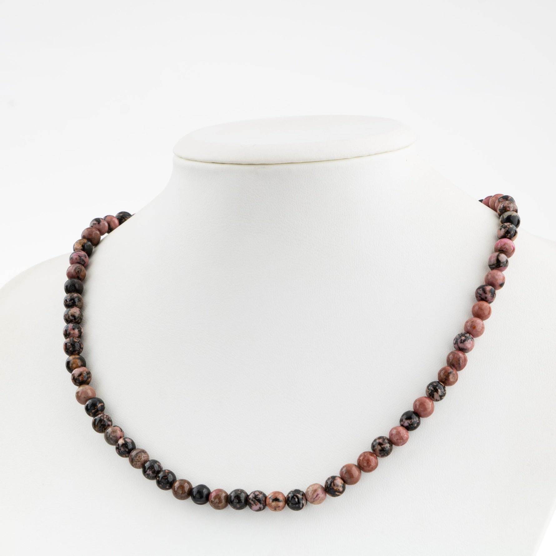 Rodonit 6 mm Dizi Doğal Taş Kolye