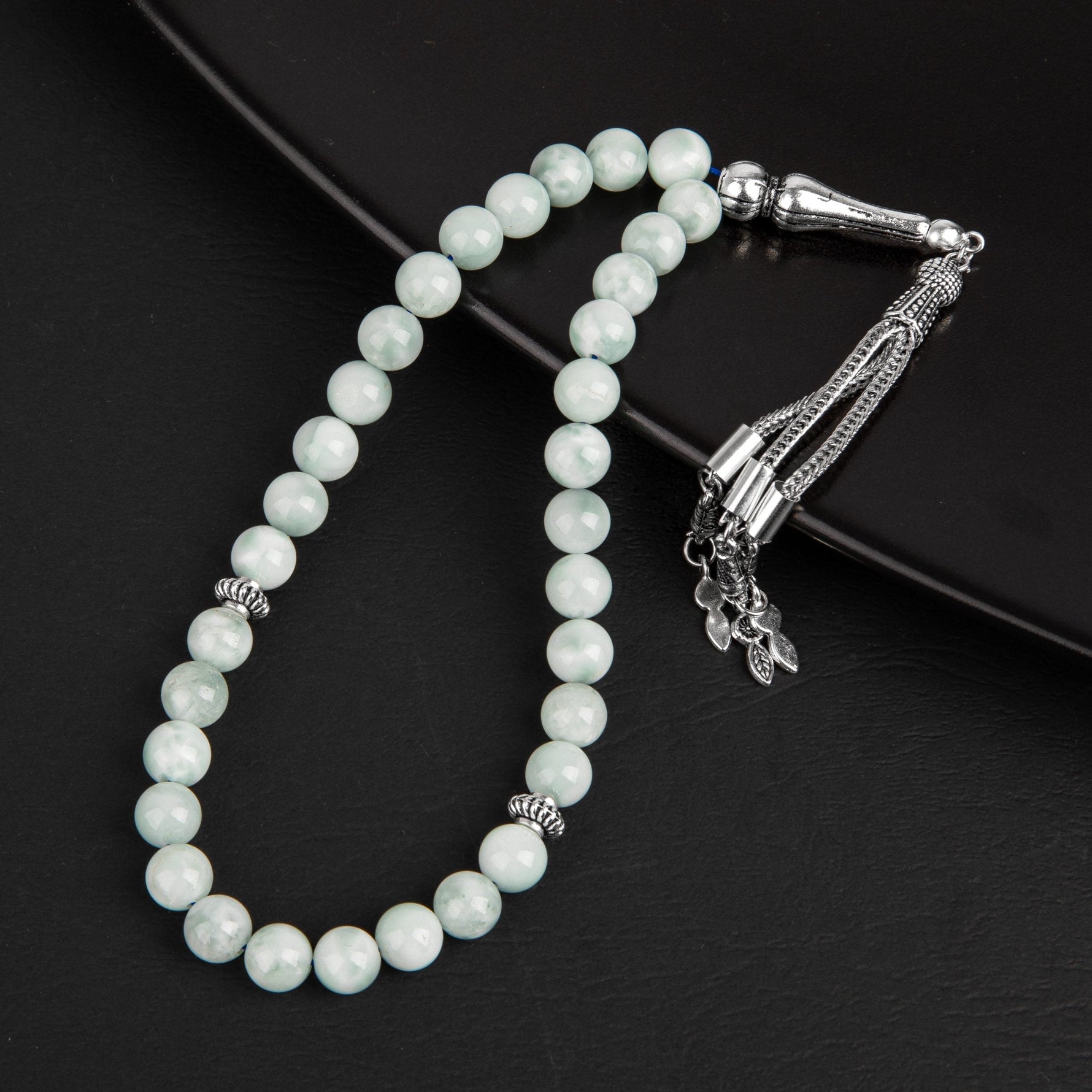 Mavi Larimar Doğal Taş Tesbih 33lük - 8mm