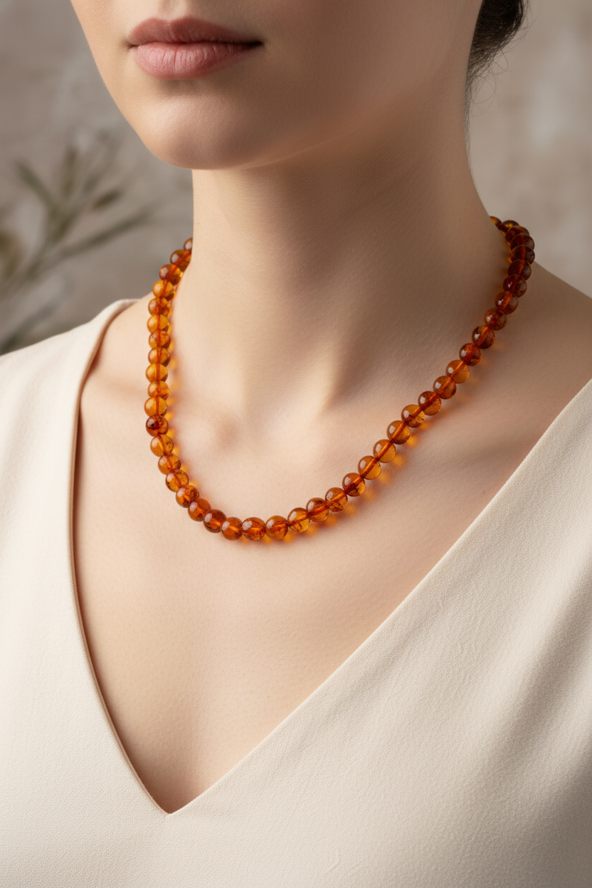 Orijinal Kehribar Doğal Taş Dizi Kolye – Özel Tasarım