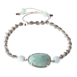 Amazonit Doğal Taş Makrome Örgü Bileklik