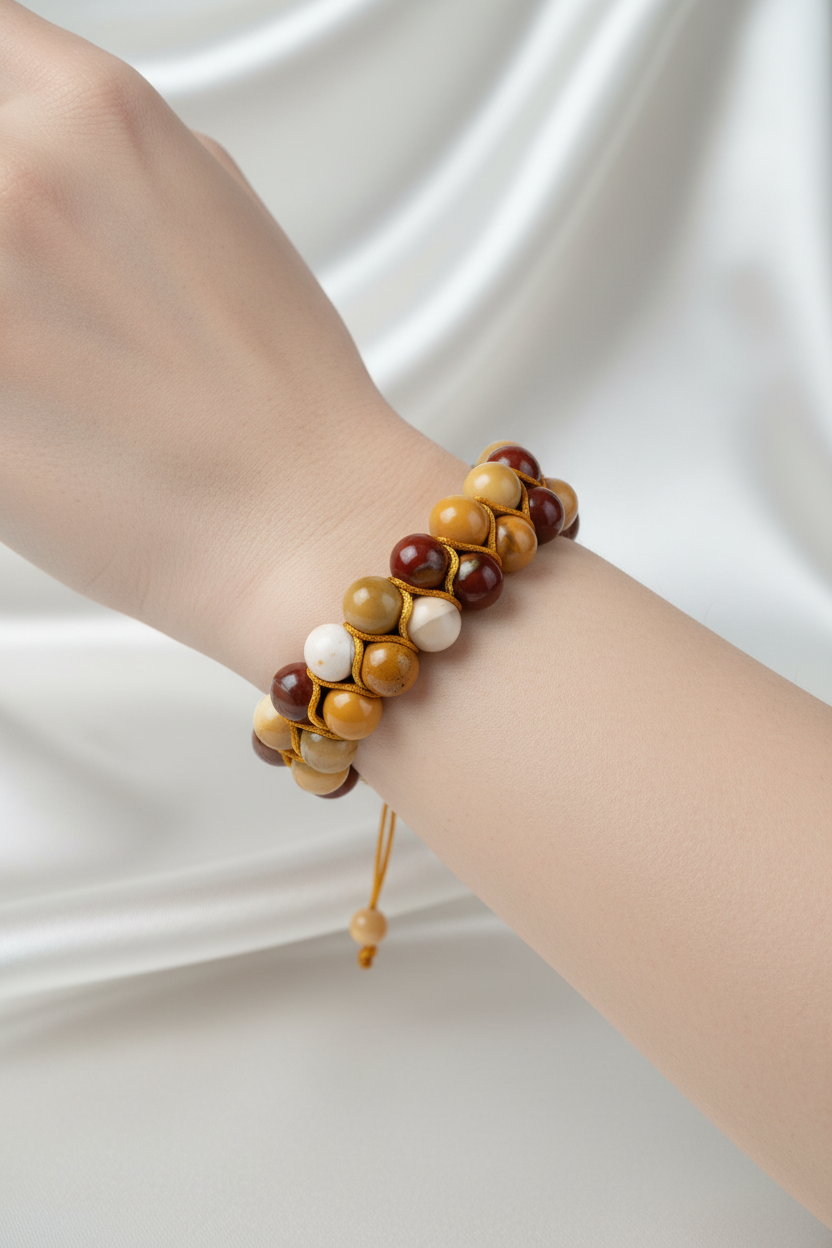 Jasper 8mm Çift Sıra Makrome Doğal Taş Bileklik