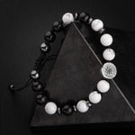 Havlit-Siyah Turmalin-Hematit Doğal Taş Tasarım Gümüş Bileklik- 20-21cm