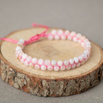 Morganit 4mm Çift Sıra Doğal Taş Bileklik