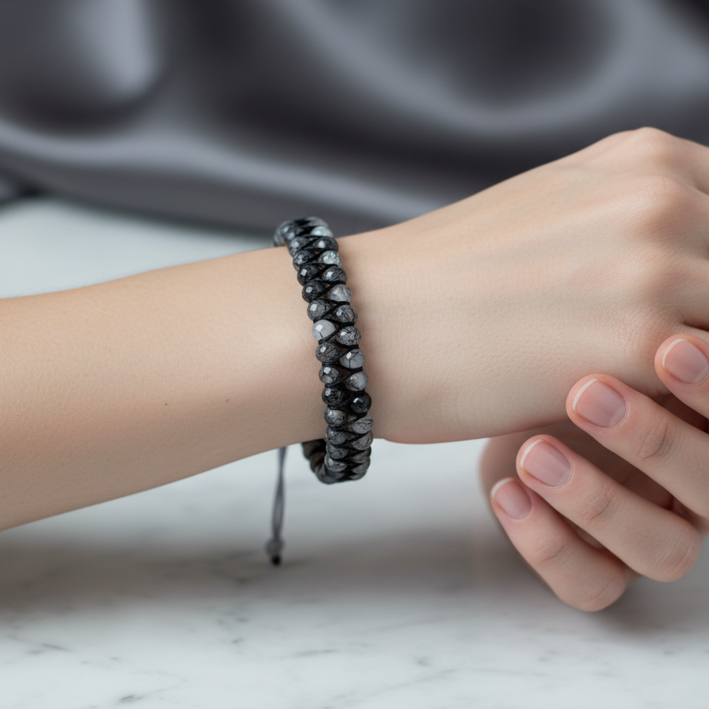 Rutilli Kuvars 3-4 mm Çift Sıra Doğal Taş Bileklik – Unisex El İşçiliği