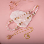 Ay Taşı-Pembe Kuvars-Güneş Taşı Doğal Taş Kolye