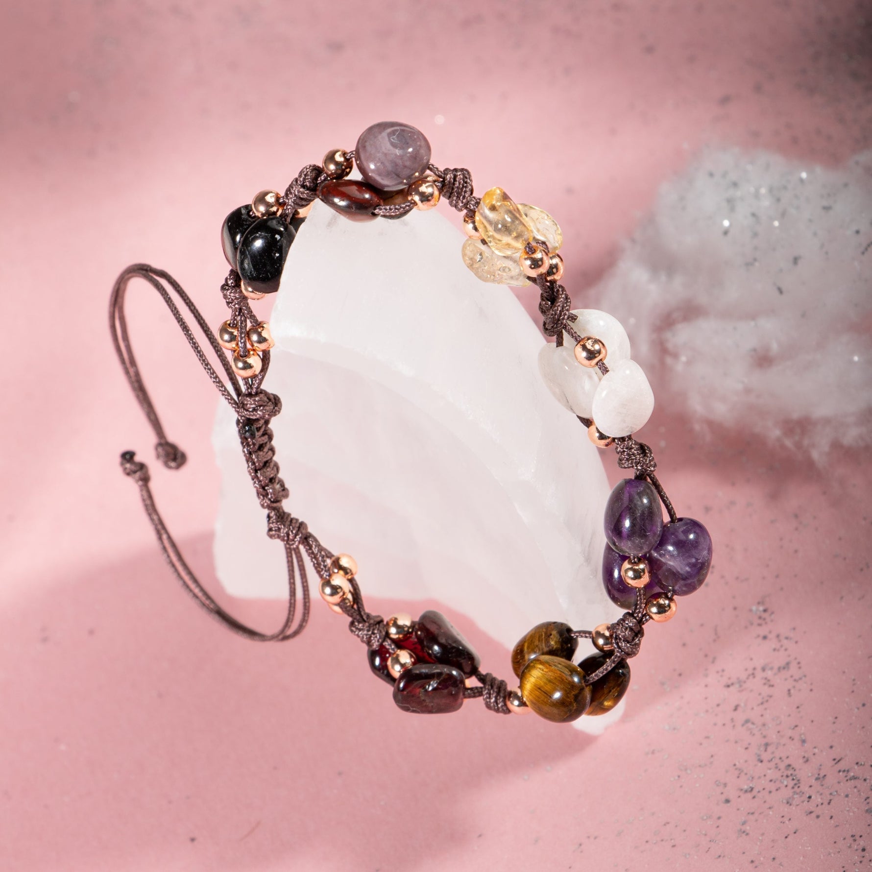 Akrep Burcu Bileklik Ametist, Ay Taşı, Bordo Granat Lal, Jasper, Kaplan Gözü, Sitrin, Siyah Turmalin