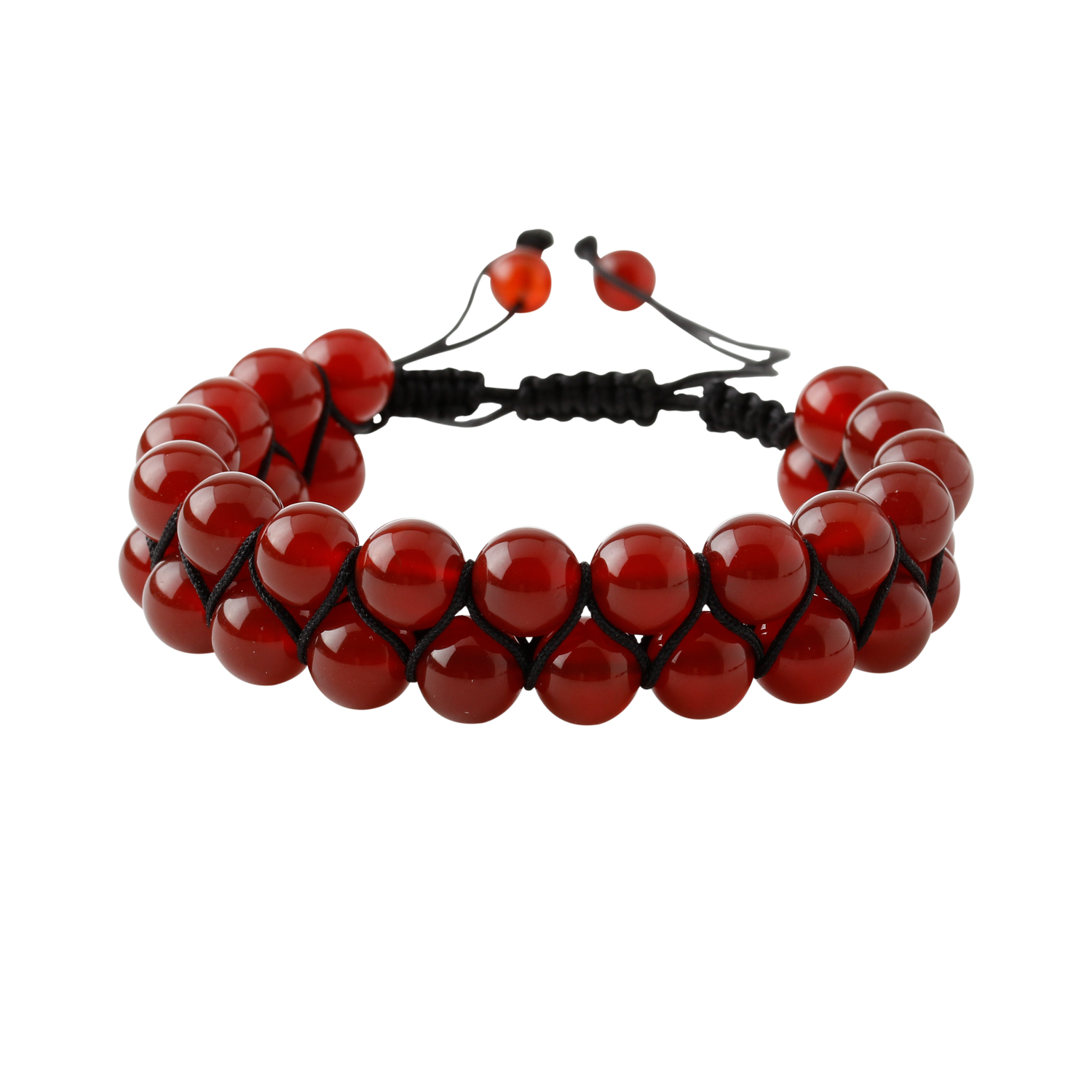 Kırmızı Akik 8mm Çift Sıra Makrome Doğal Taş Bileklik