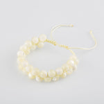 Beyaz Sedef 8mm Çift Sıra Makrome Doğal Taş Bileklik